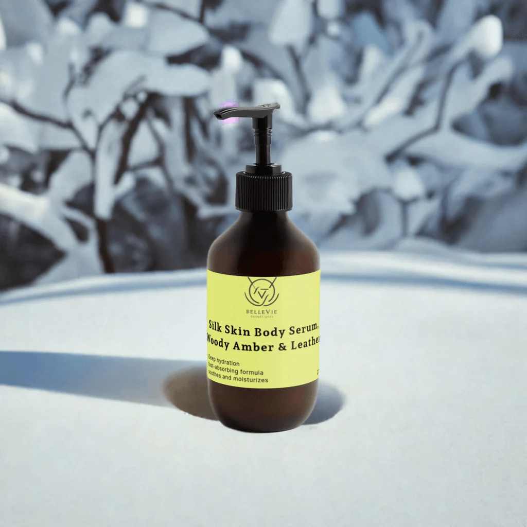 Silk Skin Body Serum, Woody Amber & Leather 270ml – Fast-Absorbing Hydration + Glow