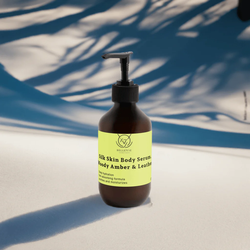 Silk Skin Body Serum, Woody Amber & Leather 270ml – Fast-Absorbing Hydration + Glow - Image 2