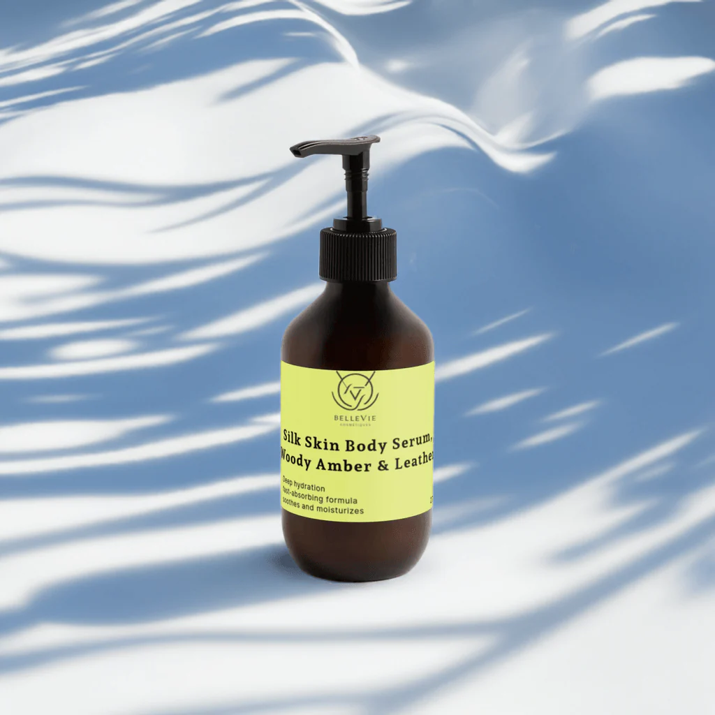 Silk Skin Body Serum, Woody Amber & Leather 270ml – Fast-Absorbing Hydration + Glow - Image 4