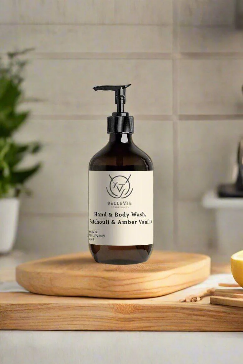 Natural body wash Hand & Body Wash, Patchouli & Amber Vanilla 490ml - Image 2