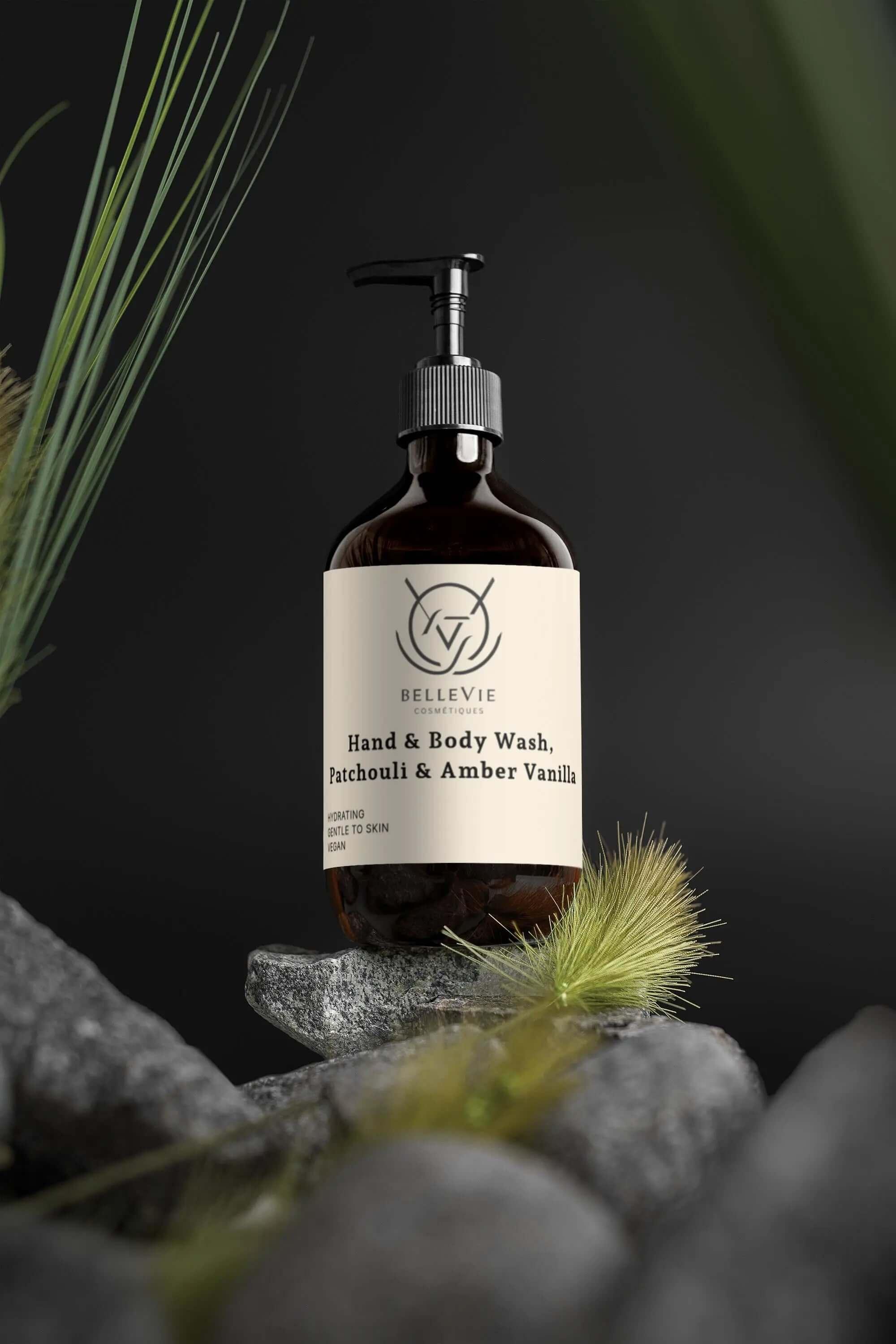 Natural body wash Hand & Body Wash, Patchouli & Amber Vanilla 490ml - Image 3